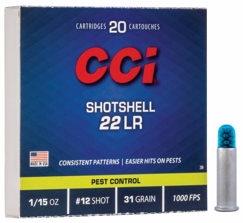 CCI .22 LR hagelmunitie - korrel 12 - 31 grain - 1000fps.