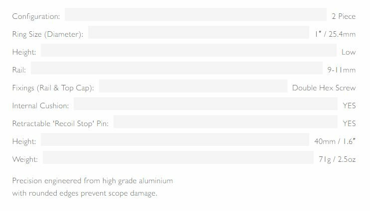 Hawke 2 pc Match Mount (1" - Low - 9-11 mm)