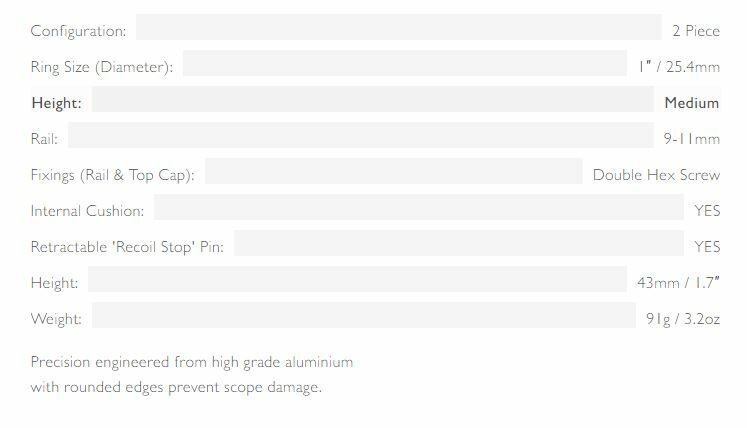 Hawke Match Mount (1" - Medium - 9-11 mm) 22101 2 pc