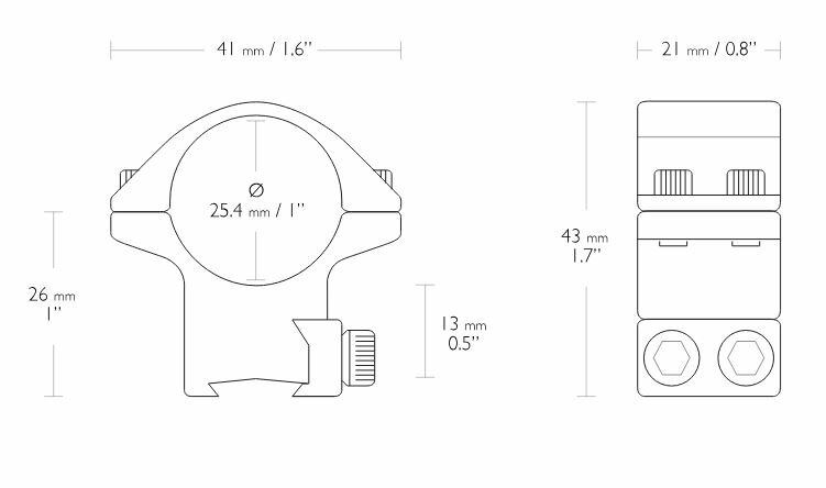 Hawke Match Mount (1" - Medium - 9-11 mm) 22101 2 pc