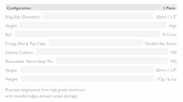 Hawke Match Mount eendelig (30mm - High - 9-11mm)