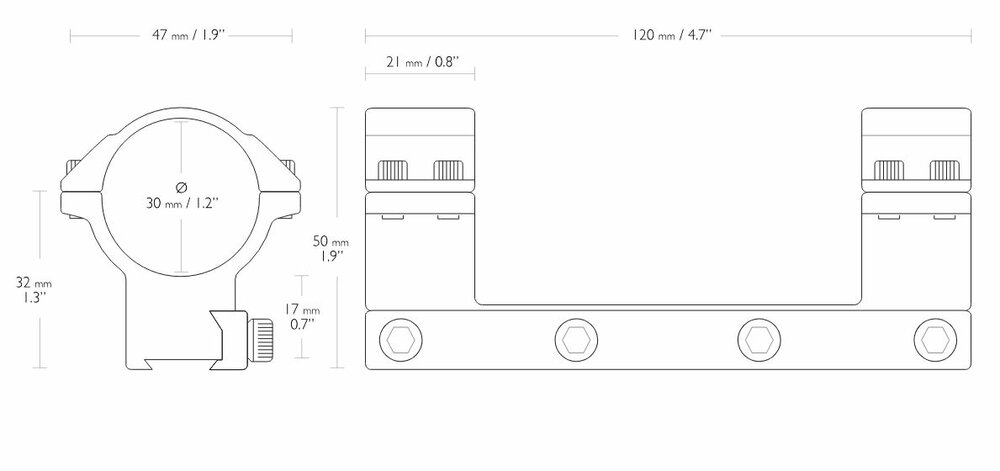 Hawke Match Mount eendelig (30mm - High - 9-11mm)