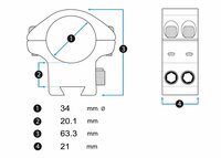 Montage Audere PSR 34 mm High Weaver/Picatinny
