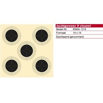 Schmid Paper Target 10m AirRifle, Numbered, KNSA Logo, 14x14, 5 Targets - P1000