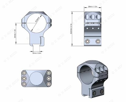 Vector Optics X-Accu 30mm Mounts Medium Dovetail