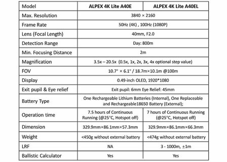 Hikmicro Alpex Lite 4K A40E Digital Night Vision Scope