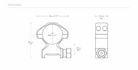 Hawke Precision Steel Ring Mounts met moer (1&quot; - 2-Piece - High)