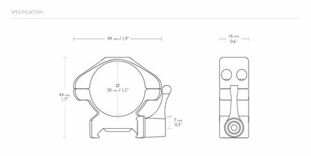 Hawke Precision Steel Ring Mounts met hefboom (30mm - 2-Piece - Medium)