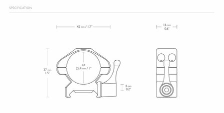 Hawke Precision Steel Ring Mounts met hefboom (1&quot; - 2-Piece - Low)