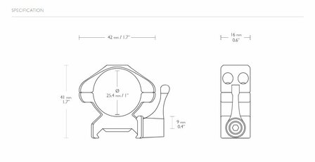 Hawke Precision Steel Ring Mounts met hefboom (1&quot; - 2-Piece - Medium)