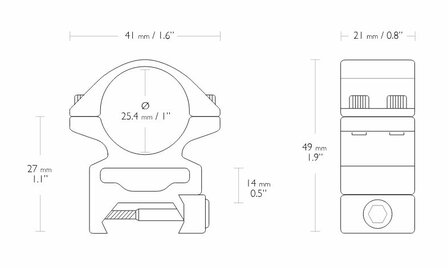 Hawke Match Mount (2-delig - 1&quot; - High - Weaver)