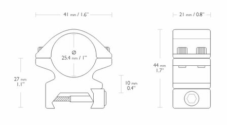 Hawke Match Mount (2-delig - 1&quot; - Medium - Weaver)