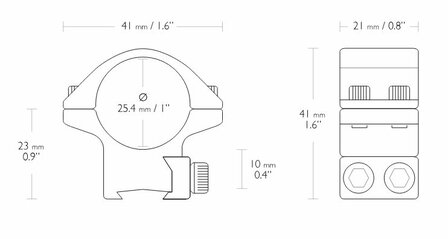 Hawke 2 pc Match Mount (1&quot; - Low - 9-11 mm)