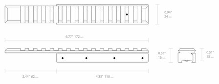 Hawke eendelige adapter verlengd (van 11mm naar Weaver/Picatinny)