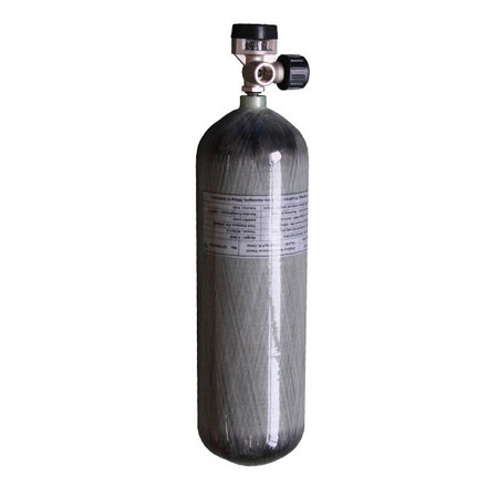 300 Bar Carbon Industriële Vulfles (6,8 liter) met rubber kap / voet 
