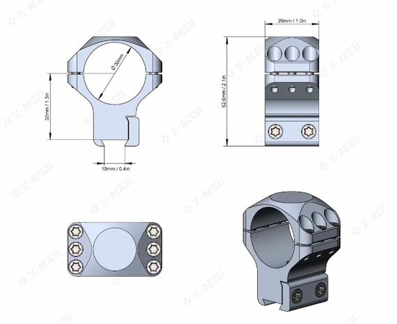 Vector Optics X-Accu 30mm Mounts Medium Dovetail