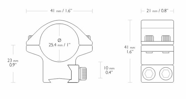 Hawke 2 pc Match Mount (1" - Low - 9-11 mm)