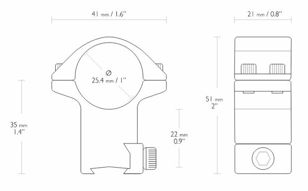 Hawke Match Mount (1" - High - 9-11 mm)