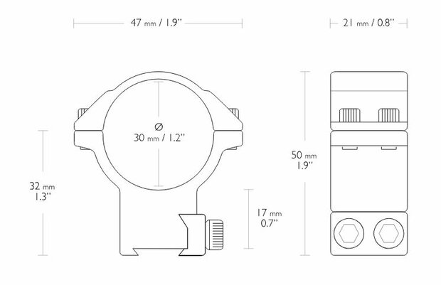 Hawke Match Mount 2 PC (30mm - High - 9-11 mm)