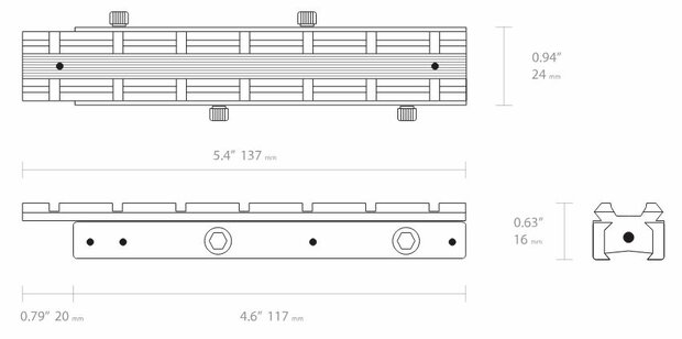 Hawke eendelige adapter verhoging (van 11mm naar Weaver/Picatinny)