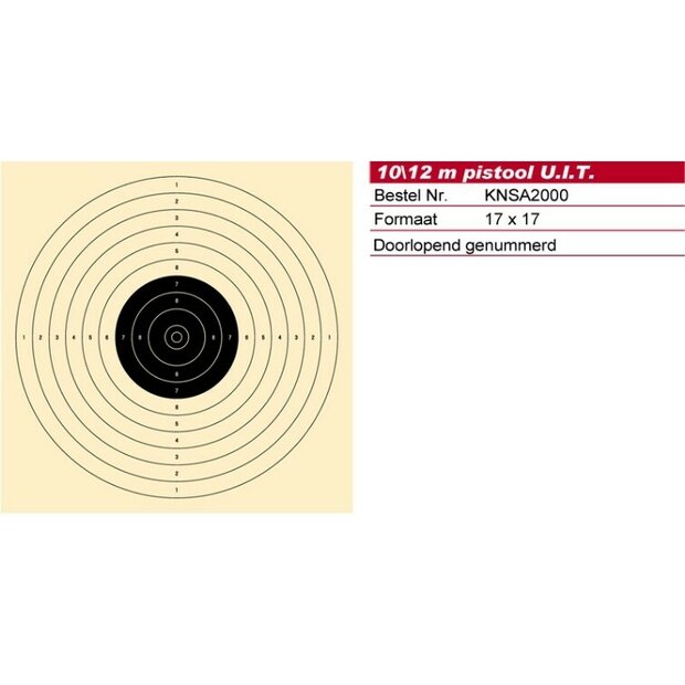Schietkaarten KNSA Pistool 10/12 - Genummerd - 17x17 - Per 4000