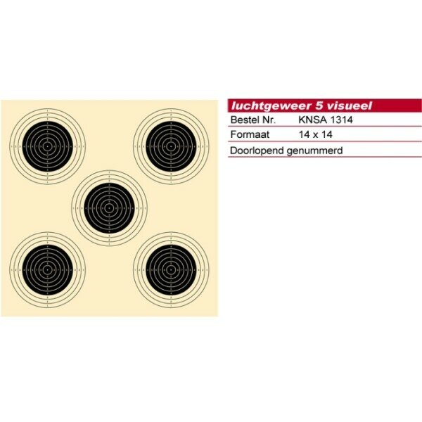Schmid Paper Target 10m AirRifle, Numbered, KNSA Logo, 14x14, 5 Targets - P1000