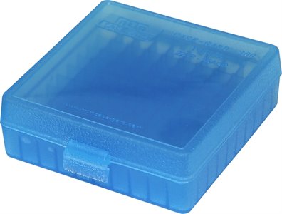 Ammo Box 100 Round Flip Top For .22 LR Clr Blue